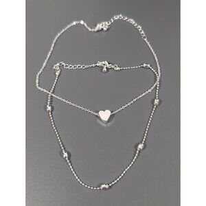 Set of‎ 2 Heart Chain Ankle Bracelets Anklet 11 in Y2K Minimalist Boho